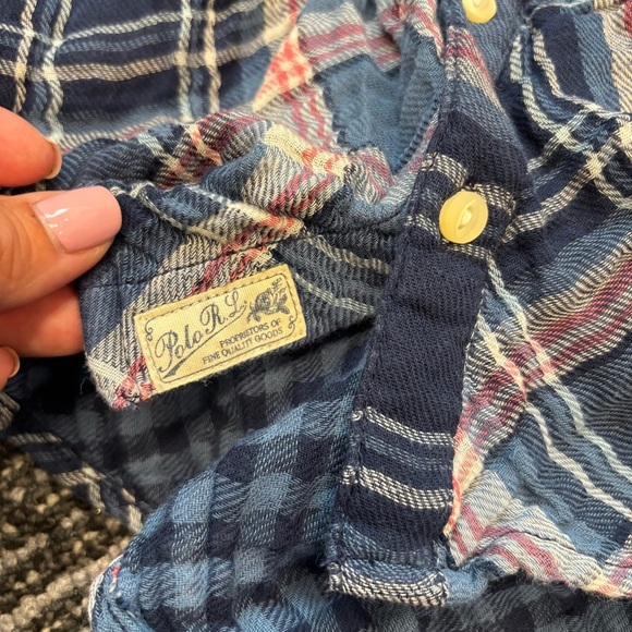 Polo Ralph Lauren Navy Plaid Girls 5 Button Down Shirt Dress Flannel - Picture 11 of 12